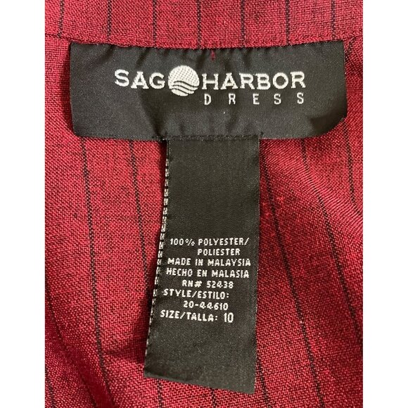 Sag Harbor Womens Red Pinstripe Blazer Jacket Size 10 Polyester - Picture 7 of 8